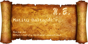 Matity Baltazár névjegykártya